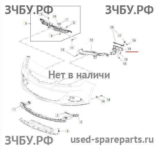 Opel Astra J Кронштейн бампера передний