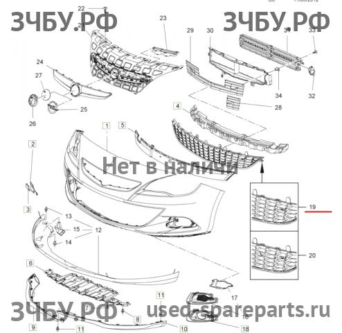 Opel Astra J Решетка в бампер